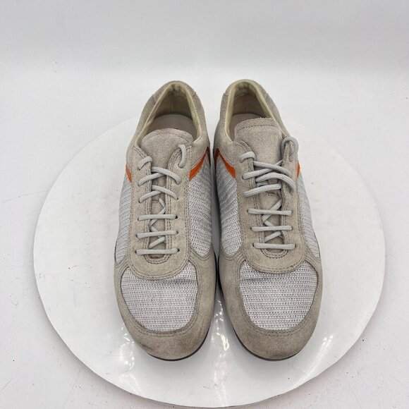 Prada Women Size EU 36.5 US 6.5 Silver Grey Orange Suede Lace Up Shoes - Picture 3 of 14
